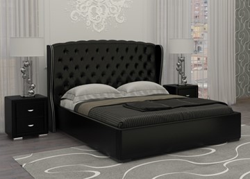 Кровать спальная Dario Grace 140x200, Экокожа (Черный) в Самаре