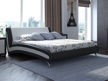 Кровать Corso-2 160х200, Экокожа (Черный с белым) в Самаре