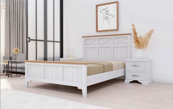 Кровать полутороспальная Грация-5 карниз сосна (Белый Античный) 140х200 в Тольятти - изображение
