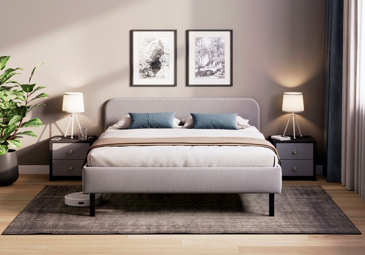 Кровать спальная Hanna 160х200 с основанием (Багама серый) в Тольятти - изображение 1