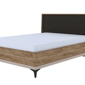 Полутороспальная кровать Кара 10 со стационарным основанием (1400) (Дуб Табачный Craft/Велюр) в Самаре