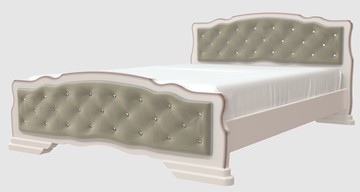 Кровать полуторная Карина-10 (Дуб Молочный, светлая обивка) 140х200 в Тольятти