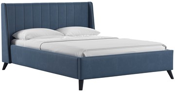 Полутороспальная кровать Мелисса 140, арт. Тори 83 велюр (серо-синий) + кроватное дно в Тольятти