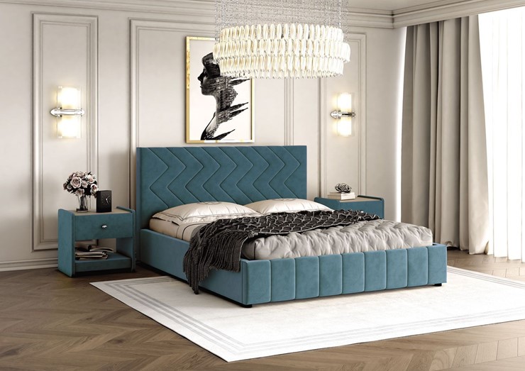 Спальная кровать Нельсон Зиг Заг 140х200 (вариант 4) с основанием в Тольятти - изображение 1
