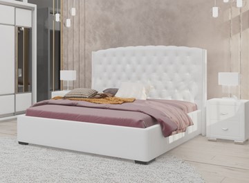 Двуспальная кровать Dario Slim 140x200, Экокожа (Белый) в Самаре