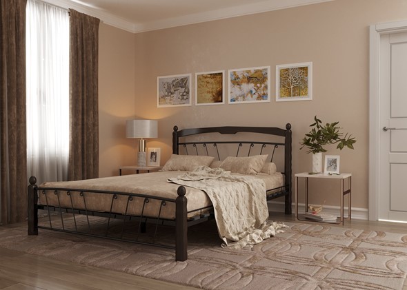 Кровать полуторная Муза 1, 1400, черный/шоколад в Самаре - изображение