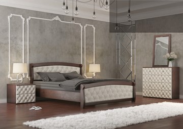 Кровать 1.5-спальная Магнат 140*200 с основанием, мягкие спинки в Тольятти