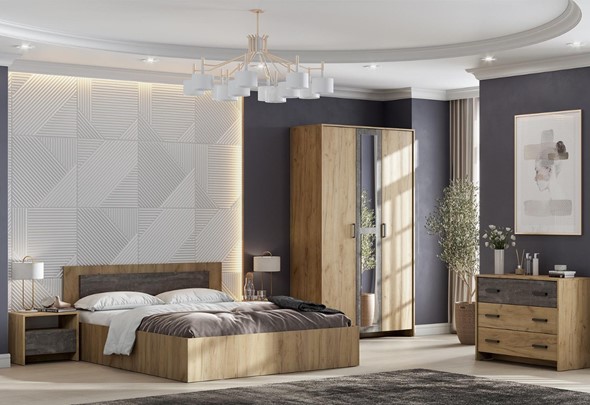 Модульная спальня МСП-1 №1, дуб золотой/камень темный в Сызрани - изображение