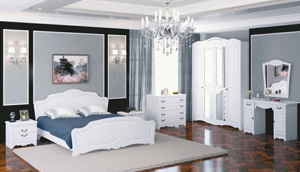 Гарнитур спальный Лотос (Лак-Белый Жемчуг) в Тольятти - изображение