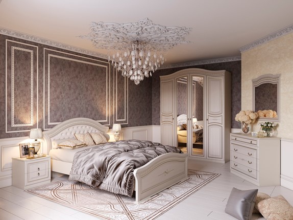 Гарнитур в спальню Николь, Ясень жемчужный/Ваниль в Тольятти - изображение