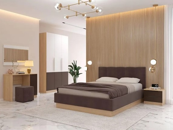 Модульная спальня Илия № 1 туя светлая/ белый/ шоколад/ зодиак 07 в Тольятти - изображение