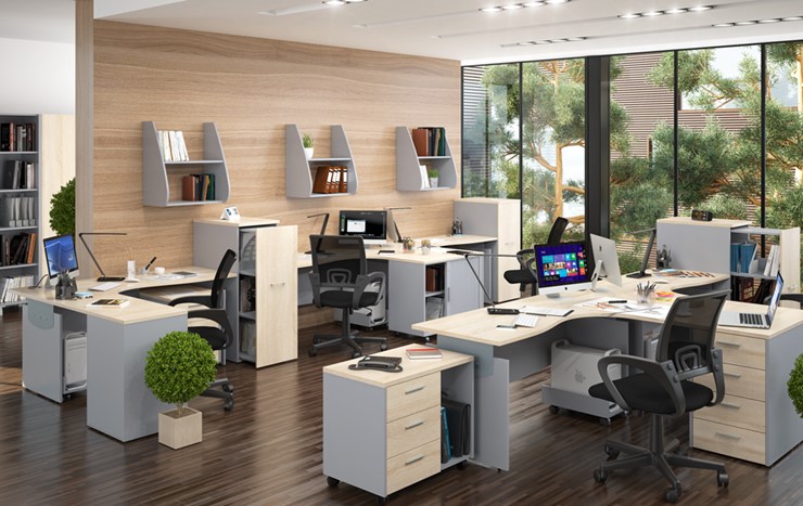 Набор мебели в офис OFFIX-NEW для 4 сотрудников с двумя шкафами в Сызрани - изображение 1