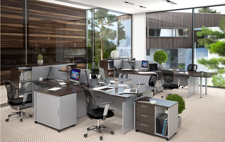 Офисный комплект мебели OFFIX-NEW для двух сотрудников и руководителя в Сызрани - изображение 1