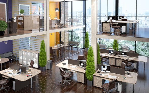 Набор мебели в офис Xten в опенспэйс для четырех сотрудников в Тольятти - изображение