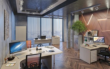 Комплект офисной мебели Wave 3, 3 рабочих места и шкафы в Тольятти