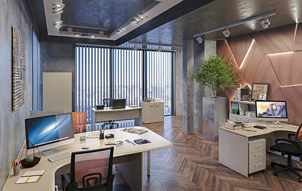 Комплект офисной мебели Wave 3, 3 рабочих места и шкафы в Тольятти - изображение