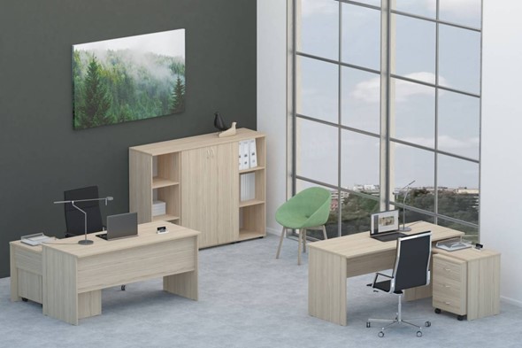 Офисный набор мебели Twin для 2 сотрудников со шкафом для документов в Тольятти - изображение