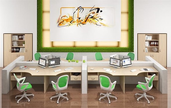 Набор мебели в офис SIMPLE с эргономичными столами и шкафом в Самаре - изображение