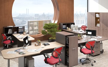Офисный комплект мебели Xten, для двух сотрудников с тумбой в Самаре - предосмотр