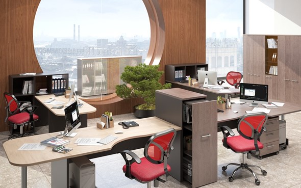 Офисный комплект мебели Xten, для двух сотрудников с тумбой в Самаре - изображение