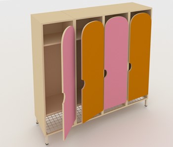 Детский шкаф ШГС4 Беж + Розовый + Оранжевый в Тольятти