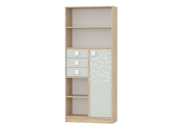 Детский шкаф-стеллаж с дверкой и ящиками Микки (6-9426) в Самаре - изображение
