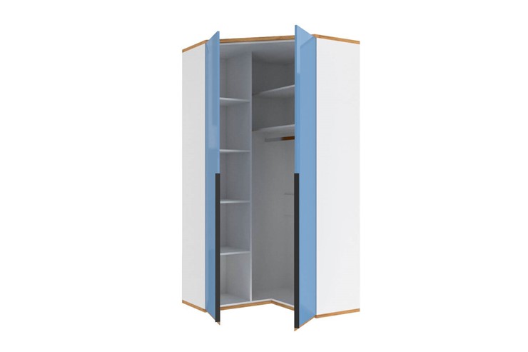 Угловой шкаф детский Урбан 528.060, белый/капри синий в Самаре - изображение 2