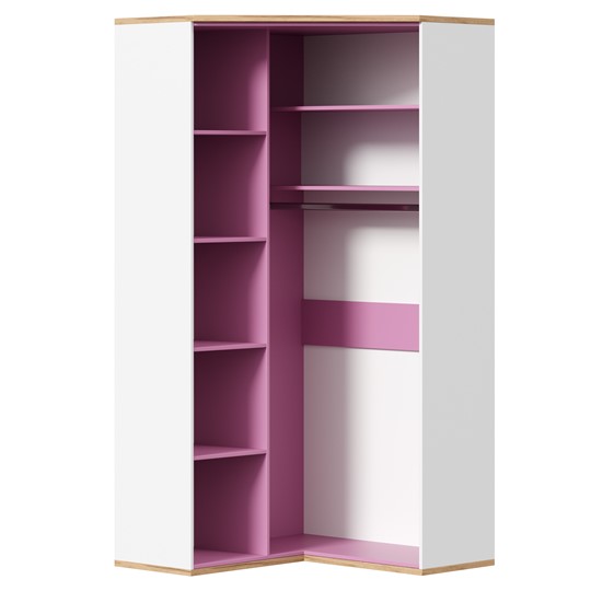 Детский угловой шкаф Урбан 528.060, белый/розовый в Самаре - изображение 3