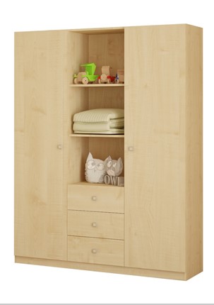 Шкаф с ящиками трехсекционный POLINI Kids Simple Натуральный в Самаре - изображение