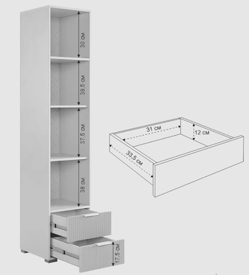 Шкаф-пенал с ящиками Зефир 107.03 (белое дерево/пудра розовая (эмаль)) в Самаре - изображение 10