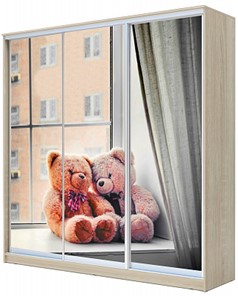 Детский шкаф Хит-24-18-777-26, Мишки на окне Дуб сонома в Тольятти