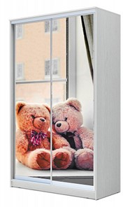 Шкаф 2-х дверный Хит-23-4-15-77-26, 2300х1500х420, Мишки на окне Белый в Тольятти