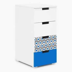 Тумба с ящиками Svogen 4 ящика, сине-белый/соты синие в Самаре