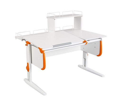 Растущий стол 1/75-40 (СУТ.25) + Polka_z 1/600 + Polka_zz 1/600 белый/белый/Оранжевый в Самаре - изображение