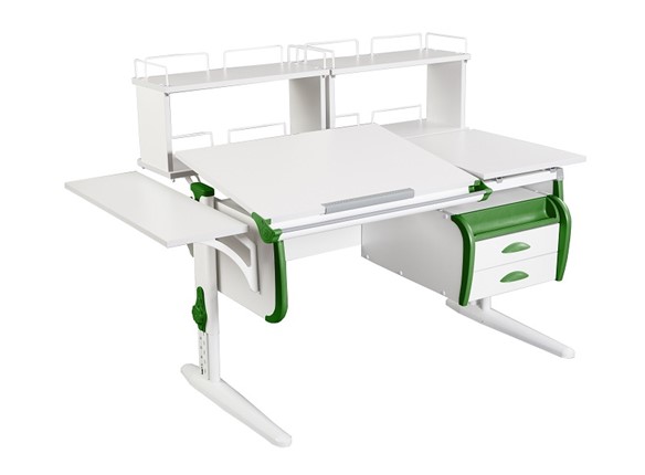 Детский стол-трансформер 1/75-40 (СУТ.25)+ Polka_b 1/550 + Polka_zz 1/600 (2 шт.) + Tumba 3 белый/белый/Зеленый в Тольятти - изображение
