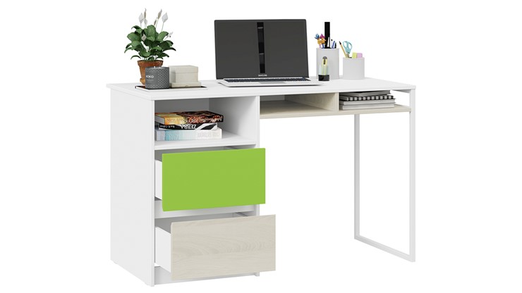 Письменный стол Сканди СМ-386.15.02-20 (Дуб Гарден, Белая, Зеленый) в Тольятти - изображение 1