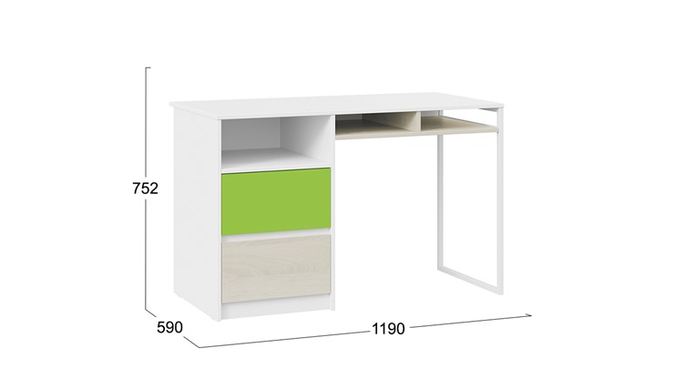 Письменный стол Сканди СМ-386.15.02-20 (Дуб Гарден, Белая, Зеленый) в Самаре - изображение 4
