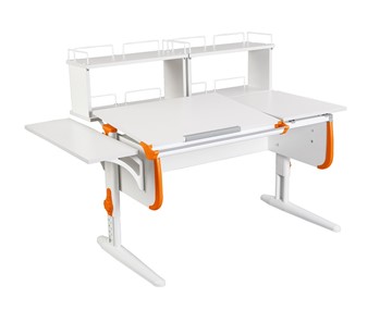 Детский стол-трансформер 1/75-40 (СУТ.25) + Polka_b 1/550 + Polka_zz 1/600 (2 шт.) белый/белый/Оранжевый в Самаре
