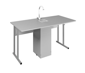 Детский стол 2-местный для кабинета химии Стандарт 7, Пластик Серый/Светло-серый в Самаре
