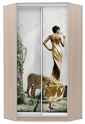 Шкаф 2300х1103, ХИТ У-23-4-77-03, Девушка с леопардом, шимо светлый в Тольятти - изображение