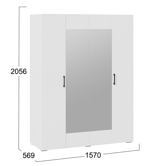Шкаф 4-створчатый с зеркалом Нео (Белый) в Самаре - изображение 5