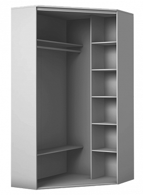 Угловой шкаф-купе с одним зеркалом, 2300х1103, ХИТ У-23-4-15, белая шагрень в Самаре - изображение 1