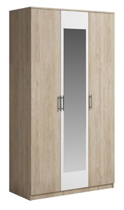 Шкаф 3 двери Светлана, с зеркалом, белый/дуб сонома в Самаре - изображение