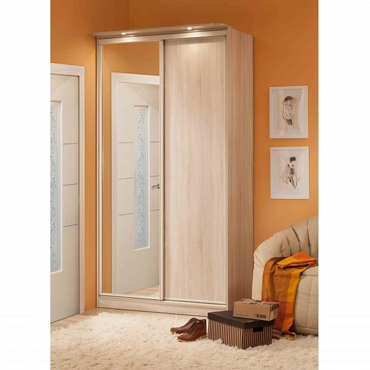 Шкаф 2-х дверный 1200 Домашний Зеркало/ЛДСП, Дуб Сонома в Самаре - изображение 2