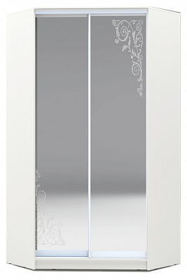 Шкаф 2300х1103, ХИТ У-23-4-66-09, Орнамент, 2 зеркала, белая шагрень в Самаре - изображение