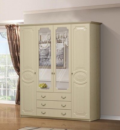 Шкаф распашной Ивушка-5 4-х створчатый с ящиками, цвет Дуб беленый в Самаре - изображение