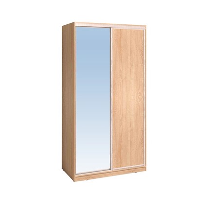 Шкаф 2-х дверный 1200 Домашний Зеркало/ЛДСП, Дуб Сонома в Тольятти - изображение