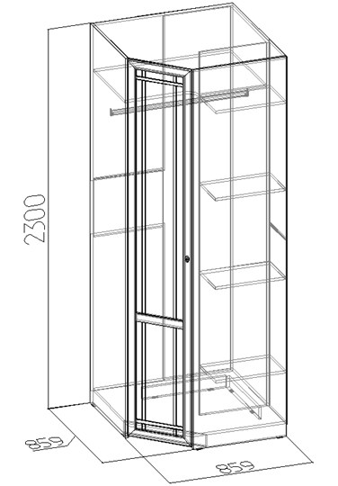 Распашной шкаф угловой Sherlock 63+ фасад стандарт, Ясень Анкор светлый в Самаре - изображение 1