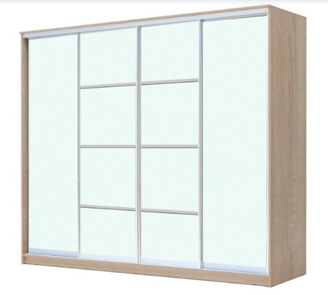 Шкаф 4-х створчатый ХИТ 23-24/2-8888, с матовым стеклом, разделительные планки х2, Дуб сонома в Самаре - изображение