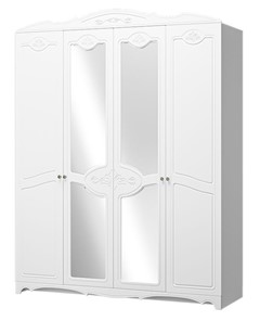 Шкаф четырехдверный в спальню Лотос ШР-4 (Белый) 2 зеркала в Сызрани